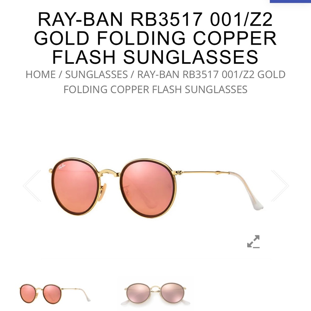 Rayban round copper tinted folding sunglasses